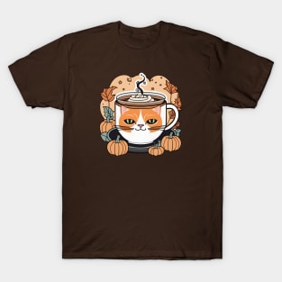 Autumn Pumpkin Latte in Cat Cup T-Shirt